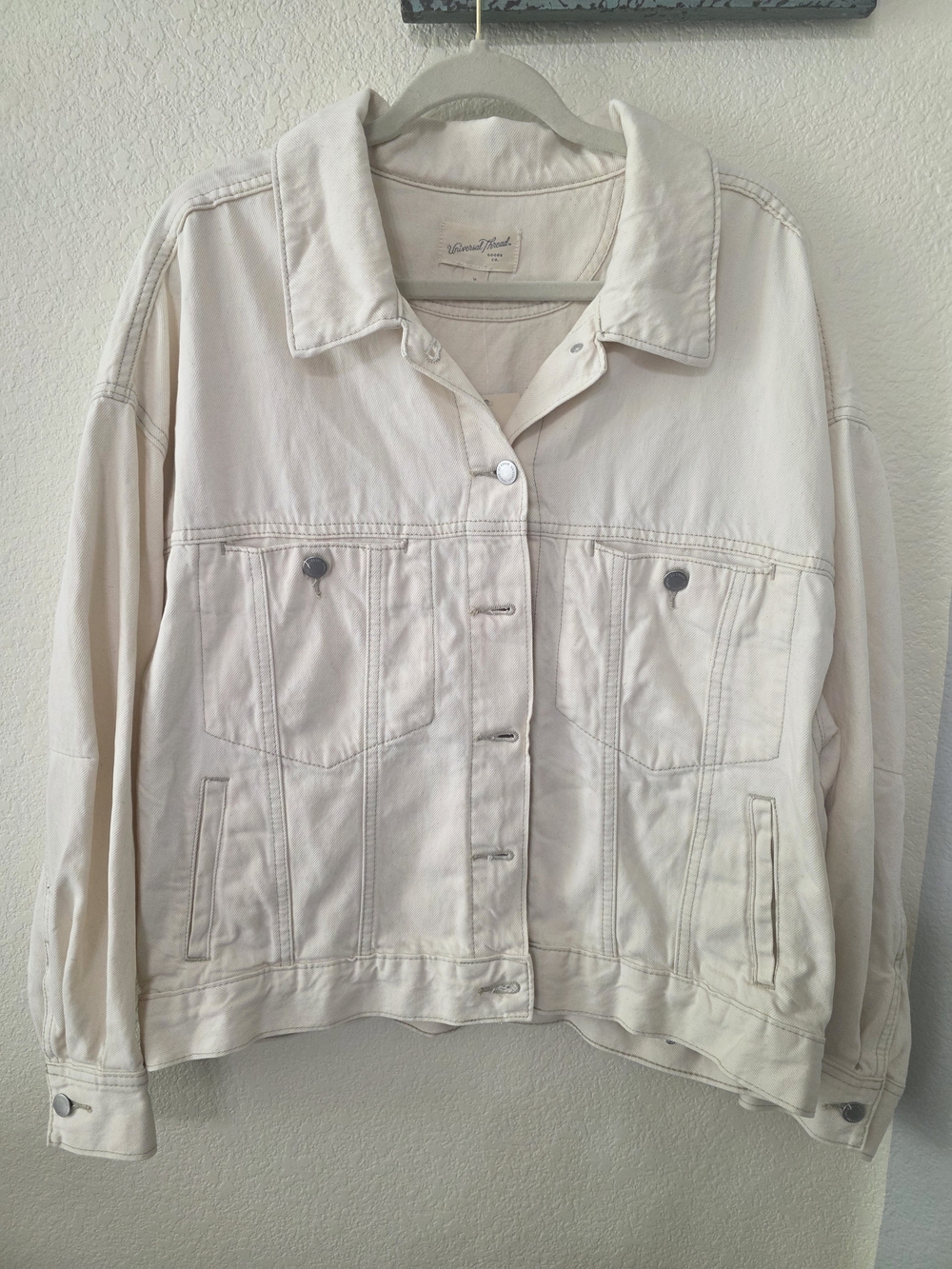 Universal Thread Off-White Relaxed Trucker Denim Jacket Cream Size XL